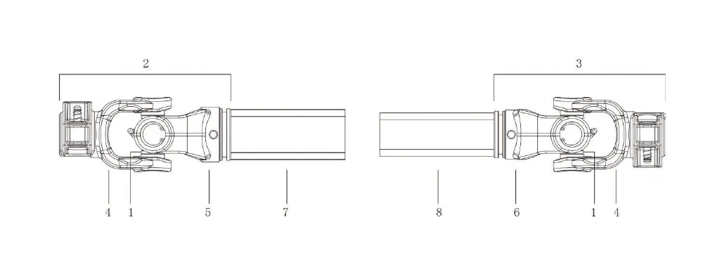 L1 L Series PTO shaft assembly diagram — lemon tube components