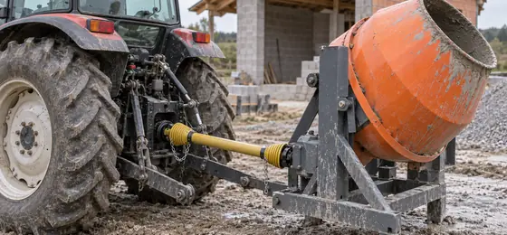 PTO shaft for concrete mixer and post-hole auger