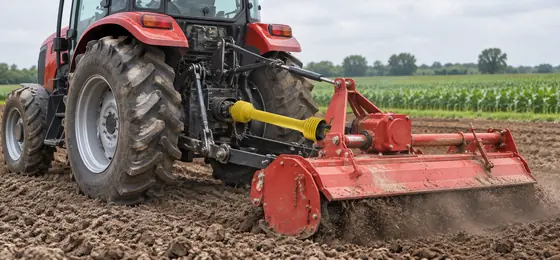 PTO drive shaft for rotary tiller in crop farming