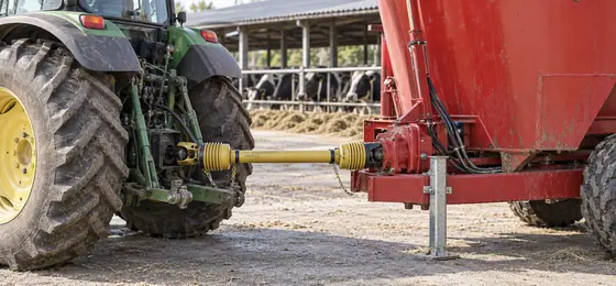PTO shaft for livestock feed mixer and manure spreader