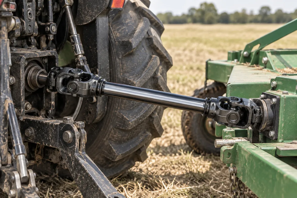 Independent PTO in operation — shaft engaged while tractor is stationary