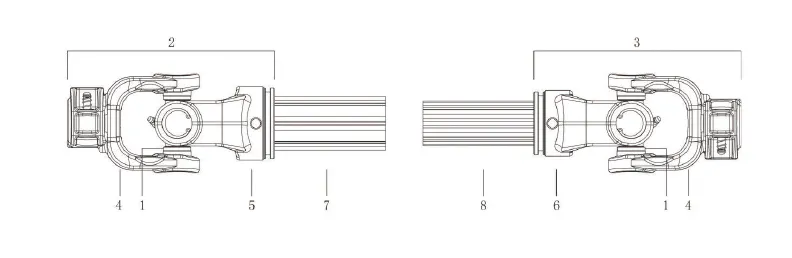 S36 S Series PTO shaft assembly diagram — star tube components