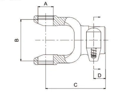 Series 10 Z6 Quick Release PTO Yoke — dimensional cross-section